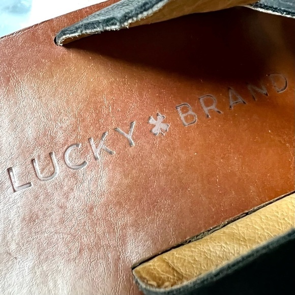 LUCKY BRAND HALEY WEDGE SANDAL gladiator lace up BLACK LEATHER women size 7M - Picture 10 of 11